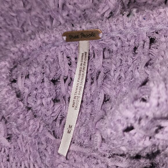 Free People Womens Purple Best Of You V Neck Sweater Medium - Picture 3 of 4